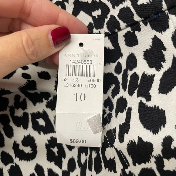 Ann Taylor Womens Black White Animal Print Straight Pencil Skirt Size 10 Career - Picture 8 of 12